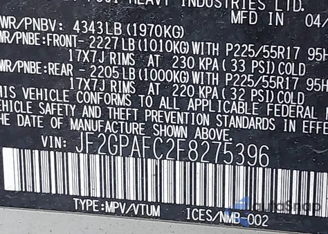 2015 Subaru Xv Crosstrek 2.0I Premium z USA, uszkodzony, nr VIN JF2GPAFC2F8275396